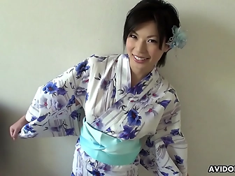 Cum Worship The Luscious Saki Aoyama, The Enchanting Jav Brunette In A Kimono!