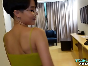 Enchanting Thai Babe With Short Hair And Glasses Explores Thick White Penis