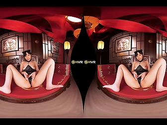 Japanese Chun-Li Style - Squirting Cheongsam Girl Pleasures Herself On The Bed